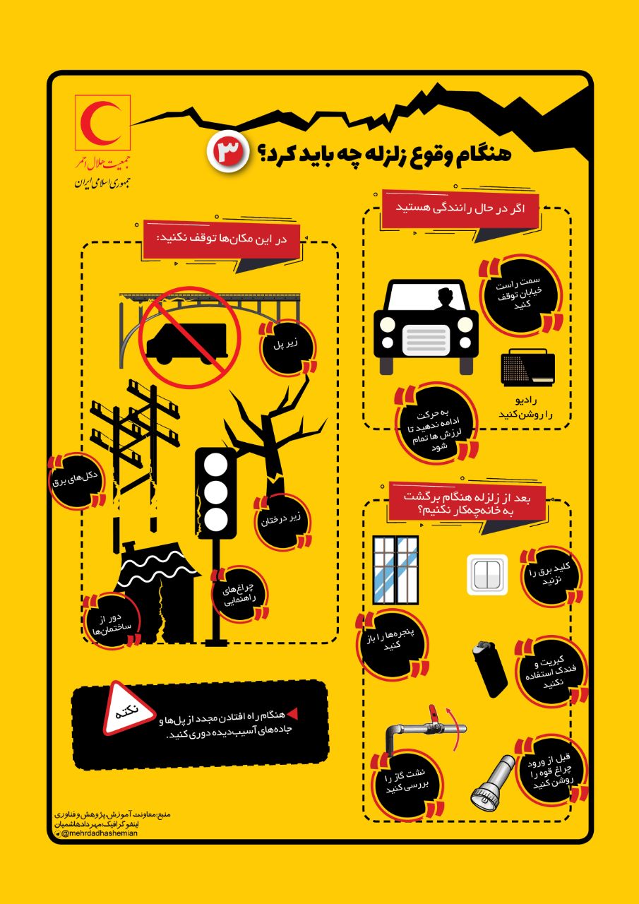 هنگام وقوع زلزله چه اقدام هایی باید انجام داد؟/ اینفوگرافیک
